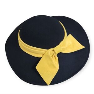 SONNI San Francisco Vintage Black Wool Hat with Gold Bow